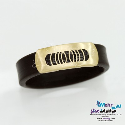 انگشتر طلا و چرم - طرح هندسی