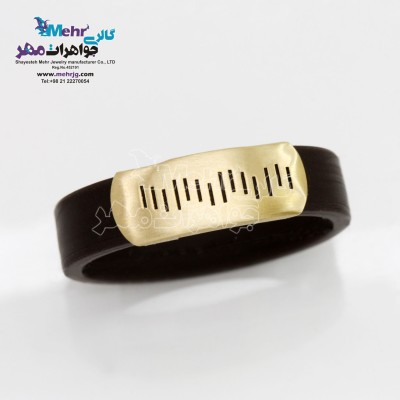 انگشتر طلا و چرم - طرح خط