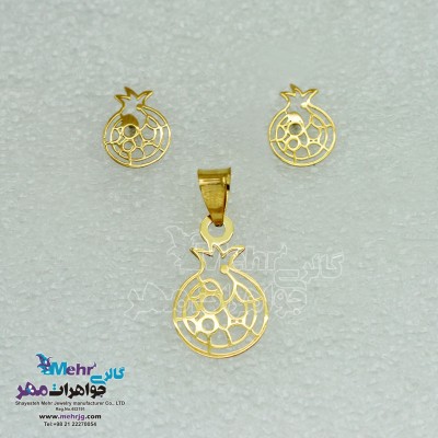 نیم ست طلا - آویز و گوشواره - طرح انار