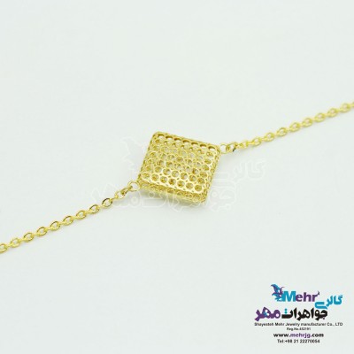 دستبند طلا - طرح لوزی توری