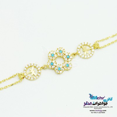 دستبند طلا - طرح گل و سنجاقک