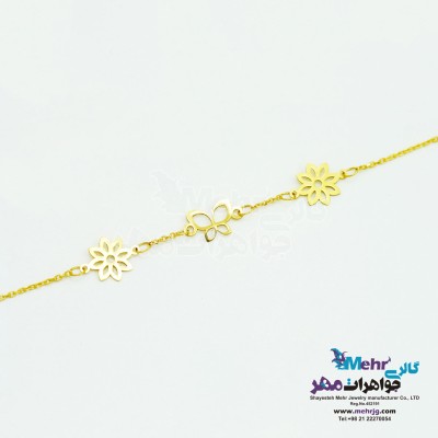 دستبند طلا - طرح گل و پروانه