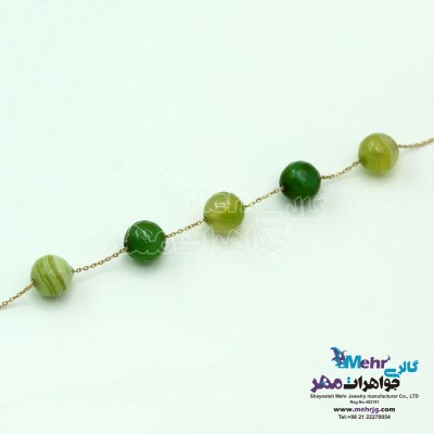 دستبند طلا و سنگ - عقیق سبز