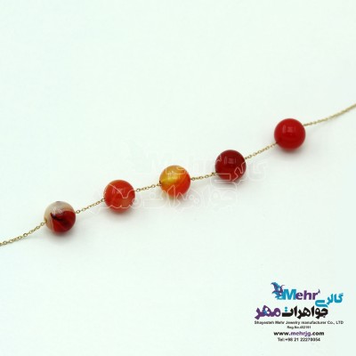دستبند طلا و سنگ - عقیق نارنجی