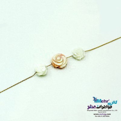 دستبند طلا و سنگ - صدف گل