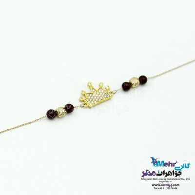دستبند طلا و سنگ - طرح تاج
