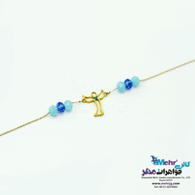 دستبند طلا و مهره - طرح فرشته