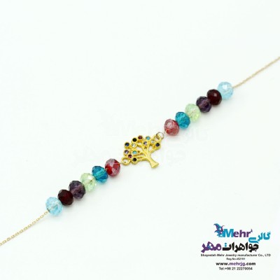 دستبند طلا و مهره - طرح درخت زندگی