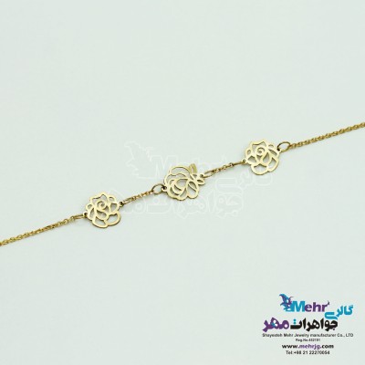 دستبند طلا - طرح گل