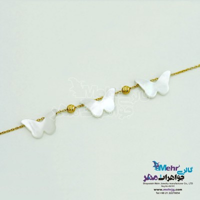 دستبند طلا و سنگ - صدف پروانه