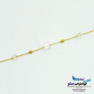 دستبند طلا و سنگ - سواروسکی مکعب