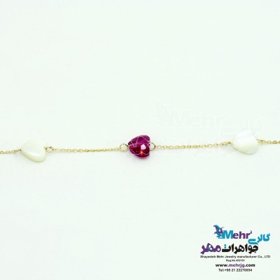 دستبند طلا و سنگ - سواروسکی قلب