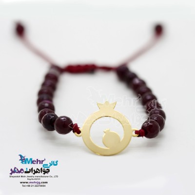 دستبند طلا و سنگ - طرح انار