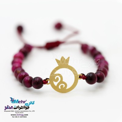 دستبند طلا و سنگ - طرح انار