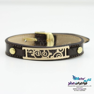 دستبند طلا و چرم - طرح اسپیرال