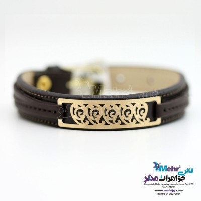 دستبند طلا و چرم - طرح بته‌جقه