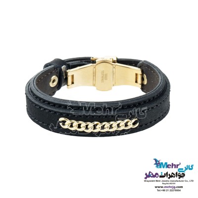 دستبند طلا و چرم - طرح کارتیه
