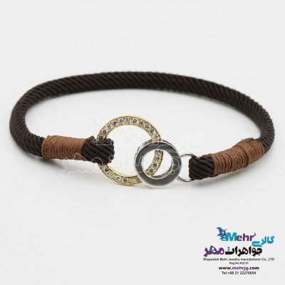 دستبند طلا و چرم - طرح برمس