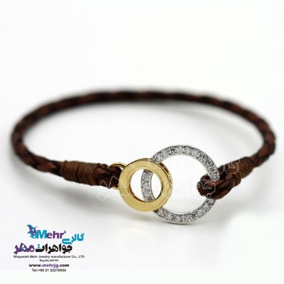 دستبند طلا و چرم - طرح برمس