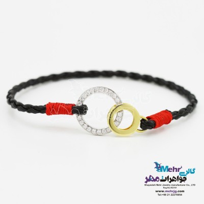 دستبند طلا و چرم - طرح برمس