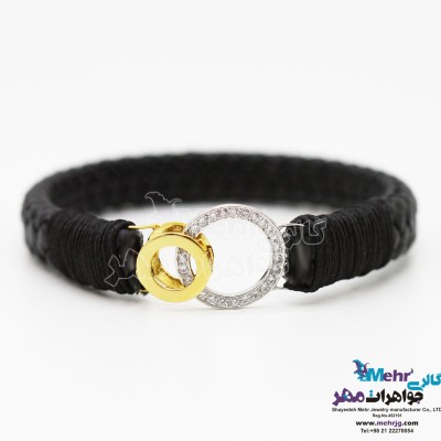 دستبند طلا و چرم - طرح برمس