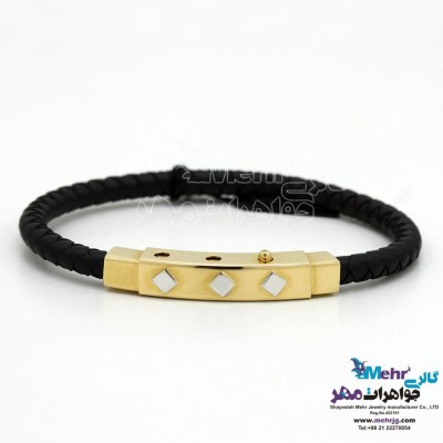 دستبند طلا و چرم - طرح سه بعدی