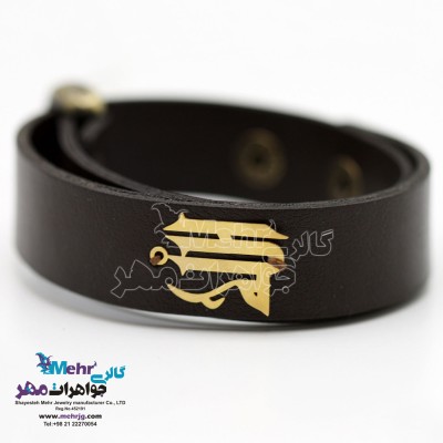 دستبند طلا و چرم - طرح الله