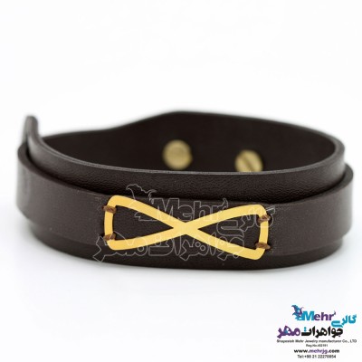 دستبند طلا و چرم - طرح بی‌نهایت