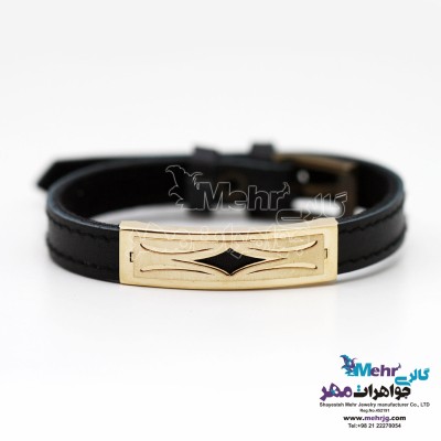 دستبند طلا و چرم - طرح ستاره