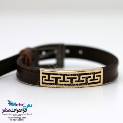 دستبند طلا و چرم - طرح ورساچه