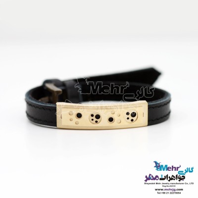 دستبند طلا و چرم - طرح ردپا