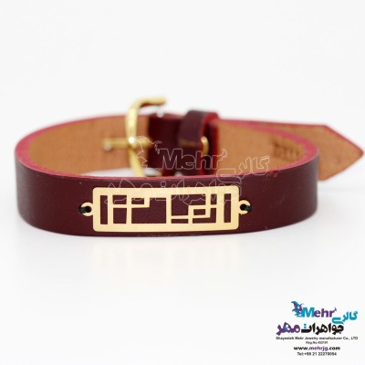 دستبند طلا و چرم - طرح هندسی