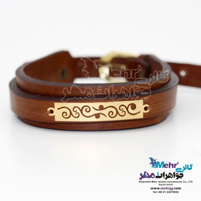 دستبند طلا و چرم - طرح اسپیرال