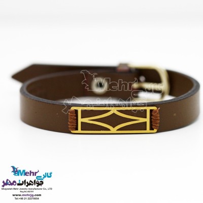 دستبند طلا و چرم - طرح ستاره