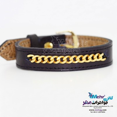 دستبند طلا و چرم - طرح کارتیه