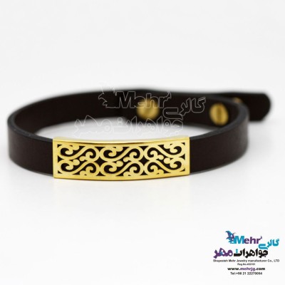 دستبند طلا و چرم - طرح بی‌نهایت