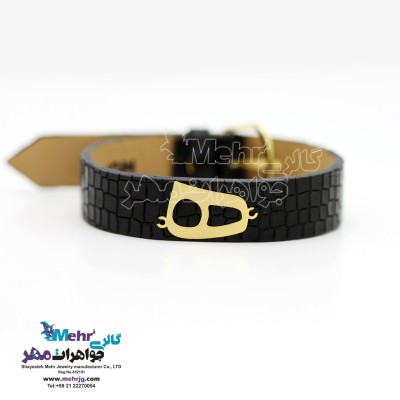 دستبند طلا و چرم - طرح ه‍ نیمانی