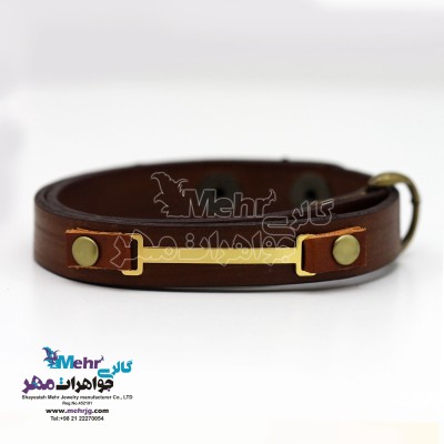 دستبند طلا و چرم - طرح خط