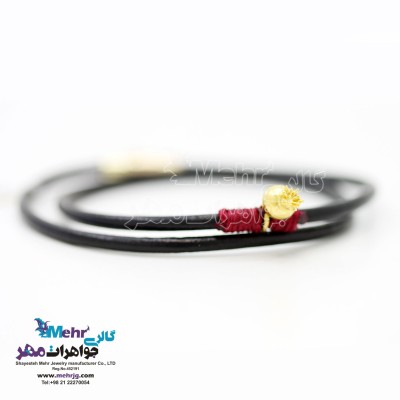 دستبند طلا و چرم - طرح انار