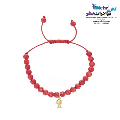 دستبند طلا و سنگ - طرح انار