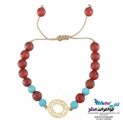 دستبند طلا و سنگ - طرح اسلیمی