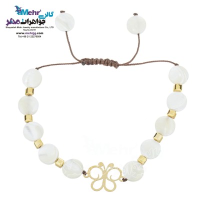 دستبند طلا و سنگ - طرح پروانه