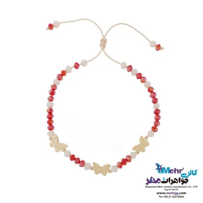 دستبند طلا و مهره - طرح پروانه