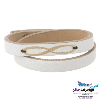 دستبند طلا و چرم - طرح بی‌نهایت
