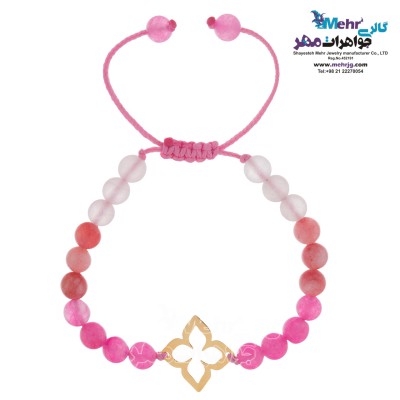 دستبند طلا و سنگ - طرح گل