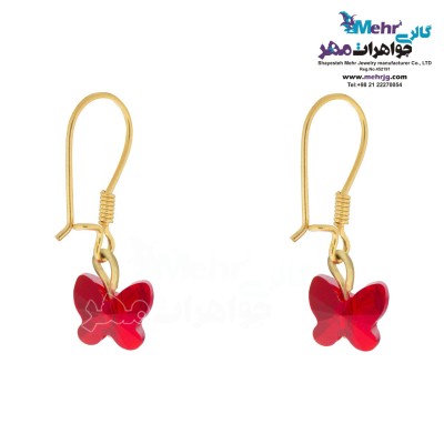 گوشواره طلا - سنگ سواروسکی پروانه