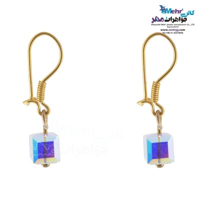 گوشواره طلا - سنگ سواروسکی مکعب