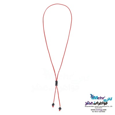 گردنبند طلا و بافت - طرح گوی تراش