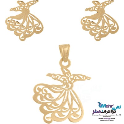 نیم ست طلا - آویز و گوشواره - طرح رقص سماع