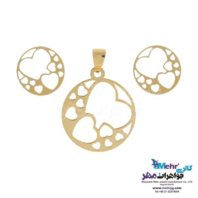 نیم ست طلا - آویز و گوشواره - طرح قلب